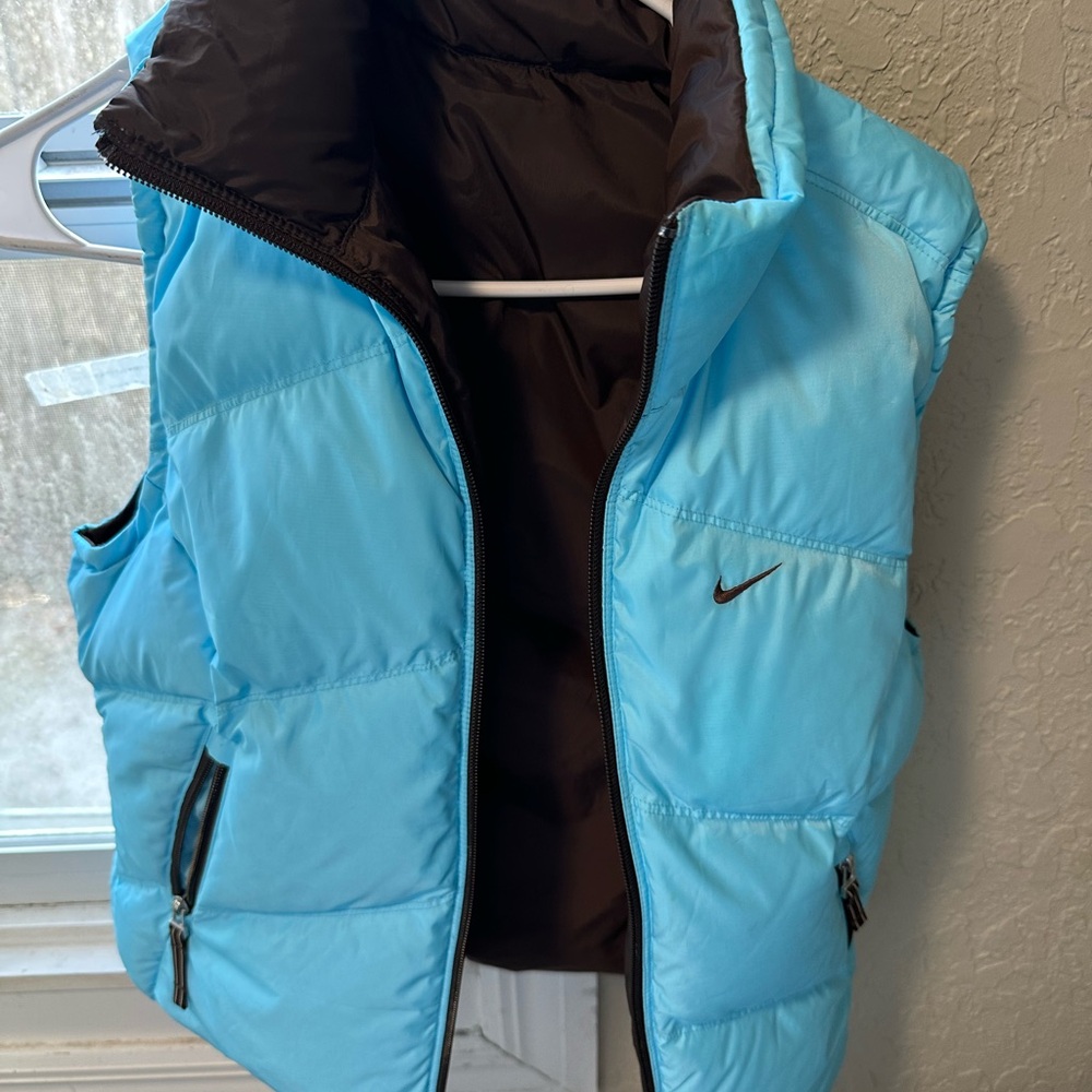 Nike Aqua Blue Puffer Vest with Black Interior